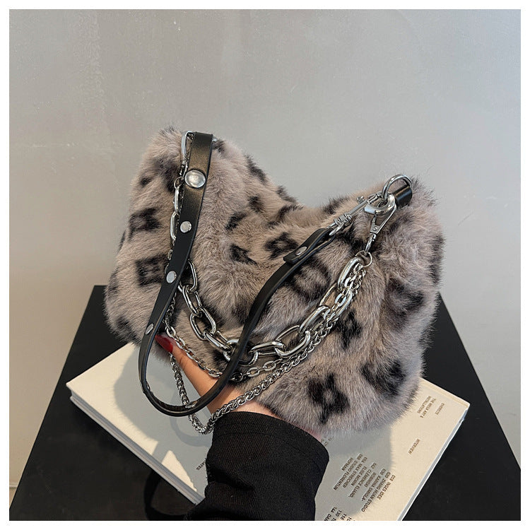 Winter Plush Chain Shoulder Bag