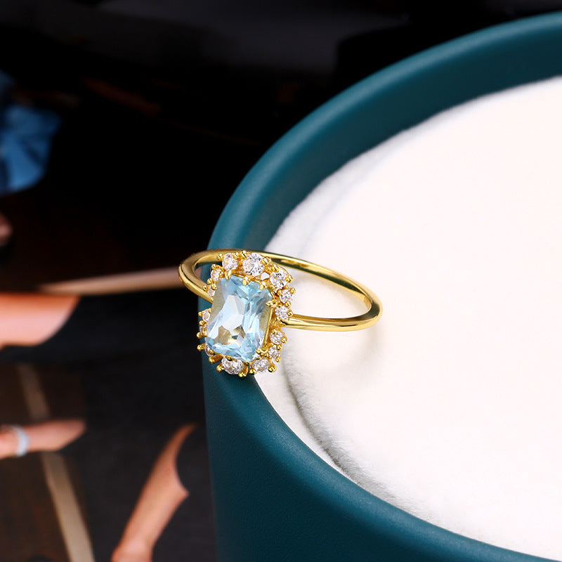 Inlaid with Zircon Ring