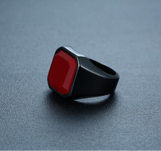 Men's stainless steel agate ring