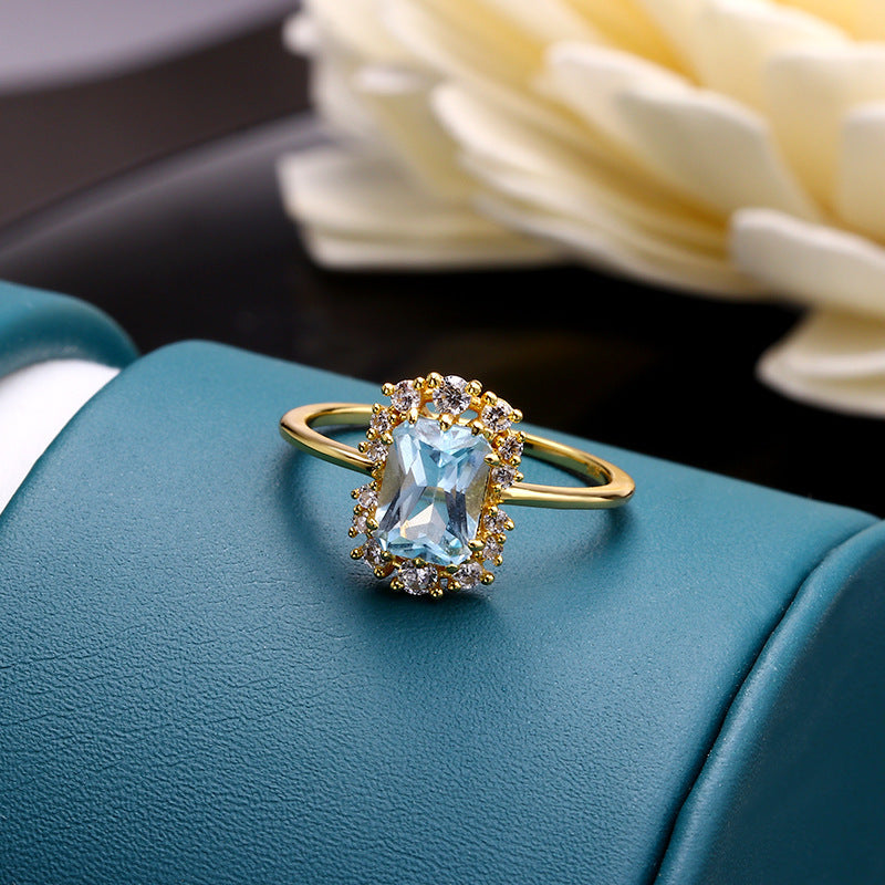 Inlaid with Zircon Ring