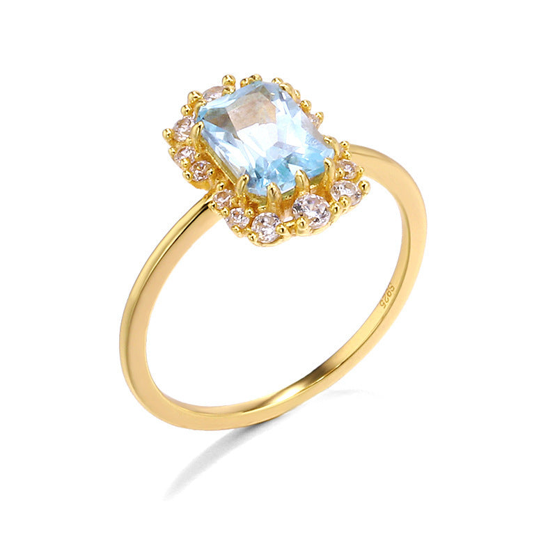 Inlaid with Zircon Ring