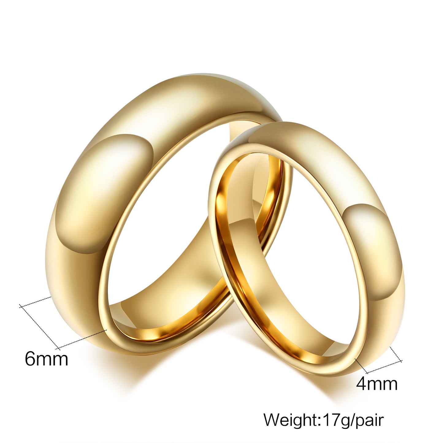 Glossy Plain Circle Tungsten Steel Couple Rings
