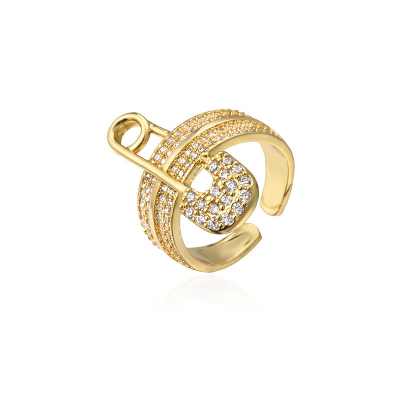 Zircon Paper Clip Geometric Ring