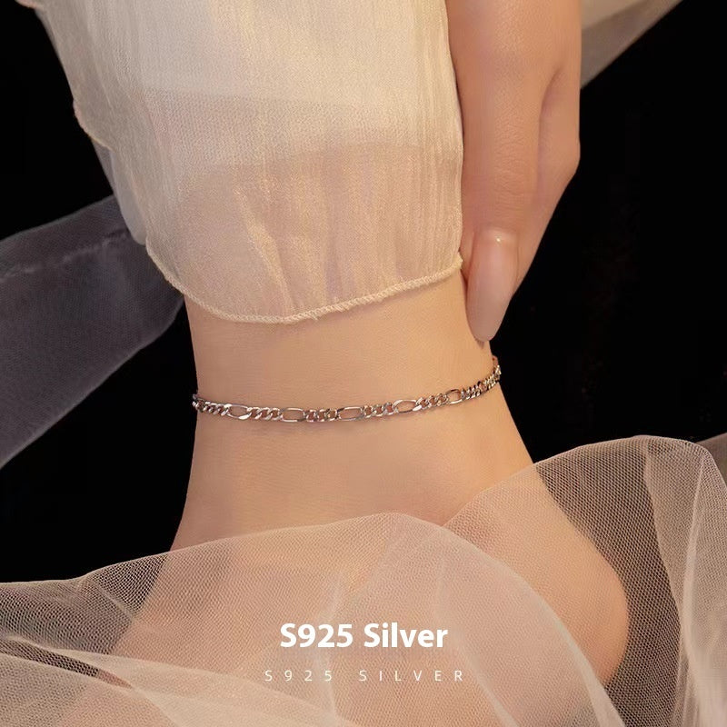 Sterling Anklet Figaro Bracelet