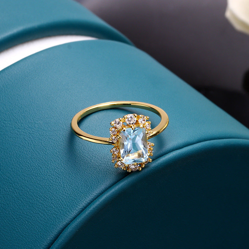 Inlaid with Zircon Ring