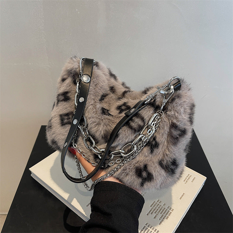 Winter Plush Chain Shoulder Bag