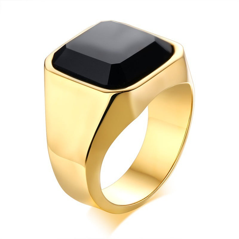 Men's stainless steel agate ring