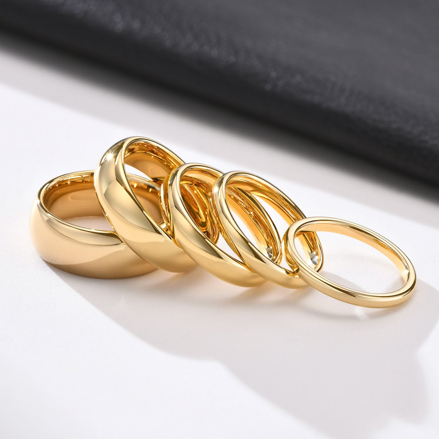 Glossy Plain Circle Tungsten Steel Couple Rings