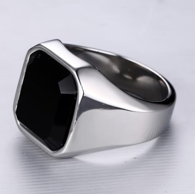 Men's stainless steel agate ring