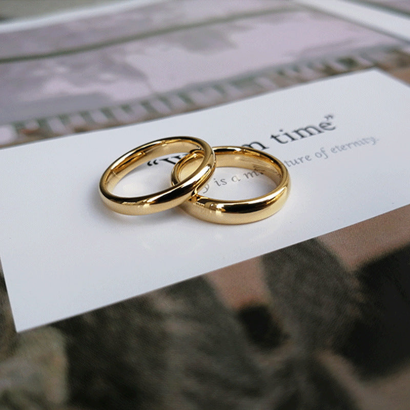 Glossy Plain Circle Tungsten Steel Couple Rings