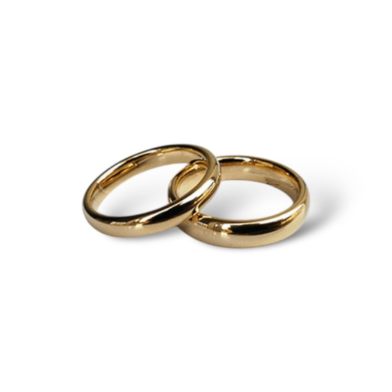 Glossy Plain Circle Tungsten Steel Couple Rings