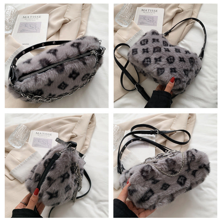 Winter Plush Chain Shoulder Bag