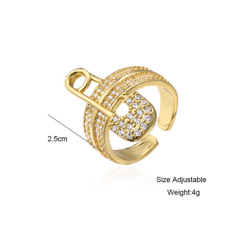 Zircon Paper Clip Geometric Ring