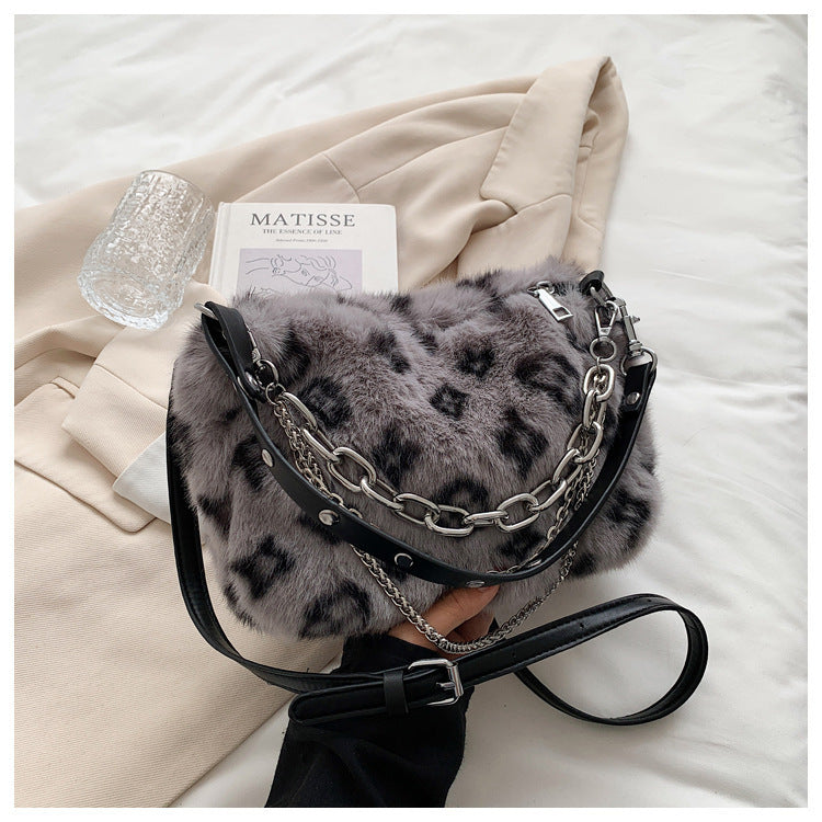 Winter Plush Chain Shoulder Bag
