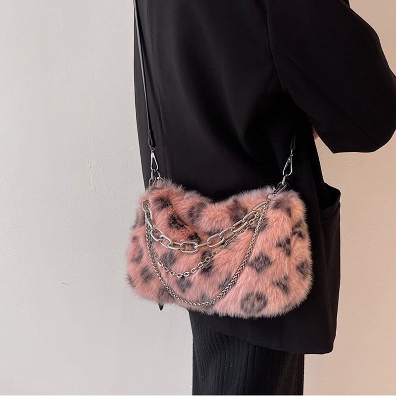 Winter Plush Chain Shoulder Bag