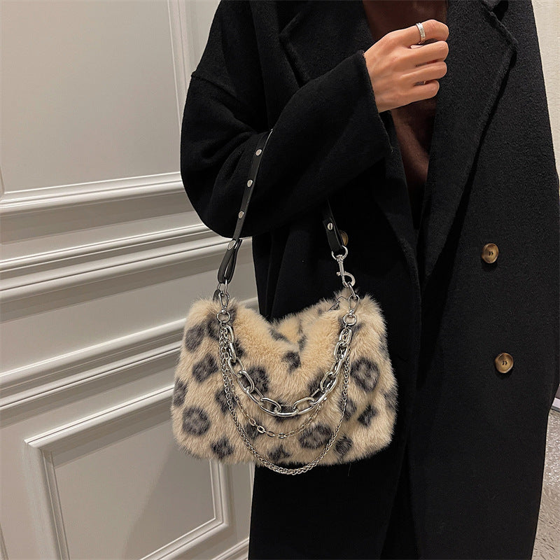 Winter Plush Chain Shoulder Bag