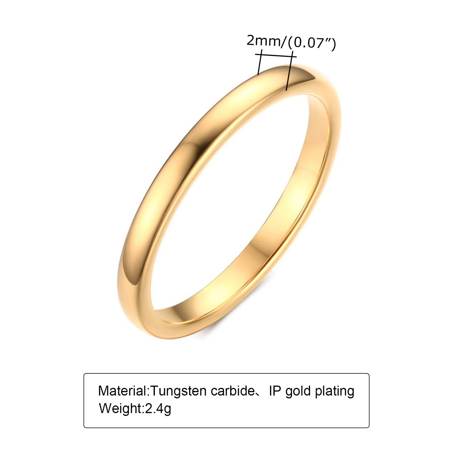Glossy Plain Circle Tungsten Steel Couple Rings
