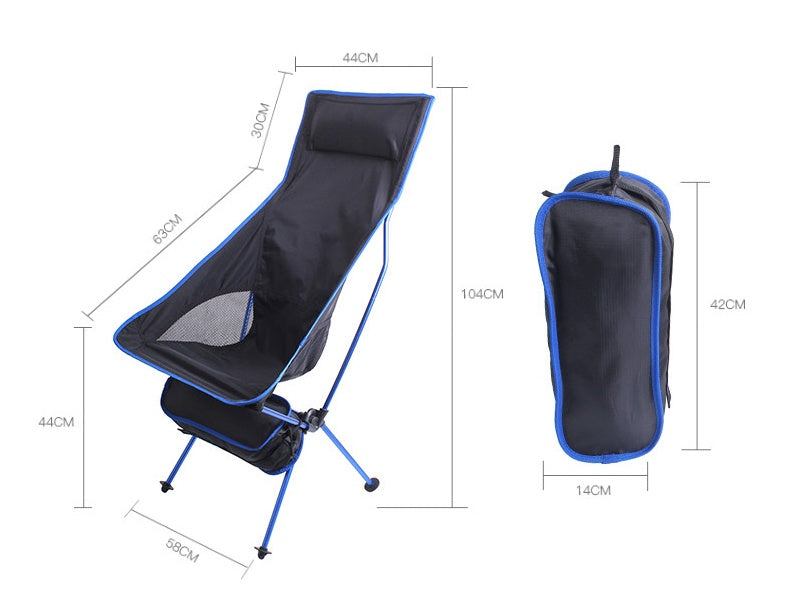 Portable Folding Beach Chair With Extended Backrest Moon Chair