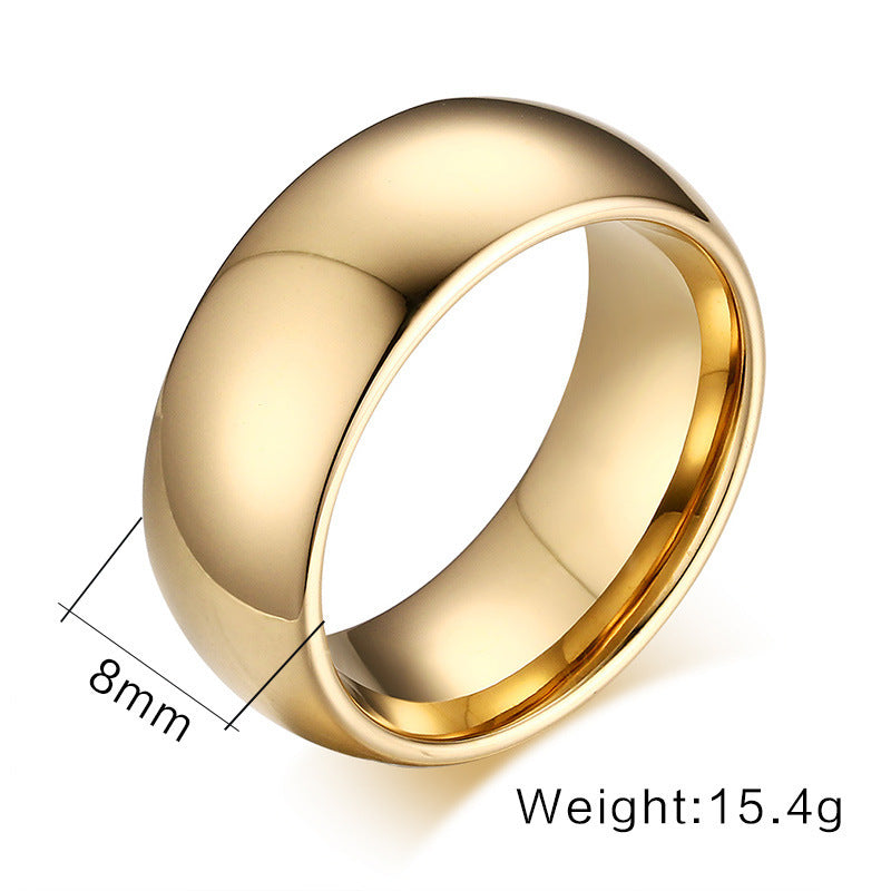 Glossy Plain Circle Tungsten Steel Couple Rings