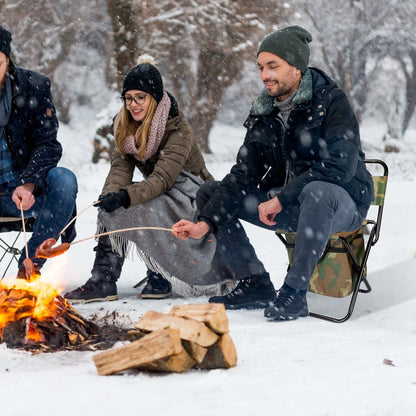 Foldable Fishing Chair With Backrest Built-In Cooler Bag