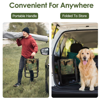 Foldable Fishing Chair With Backrest Built-In Cooler Bag