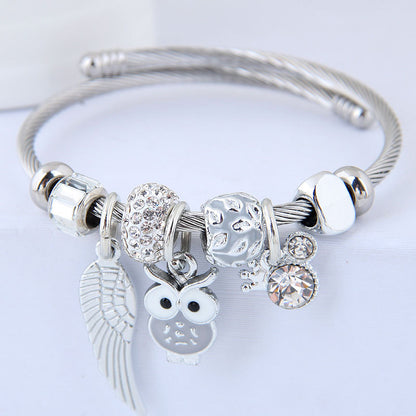 Beaded Owl Angel Wings Bracelet