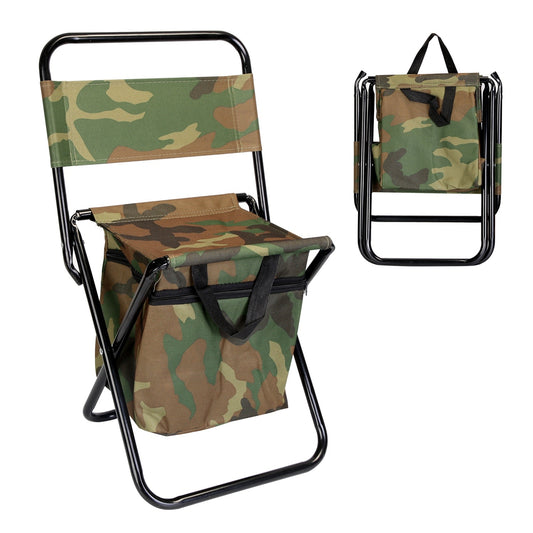 Foldable Fishing Chair With Backrest Built-In Cooler Bag