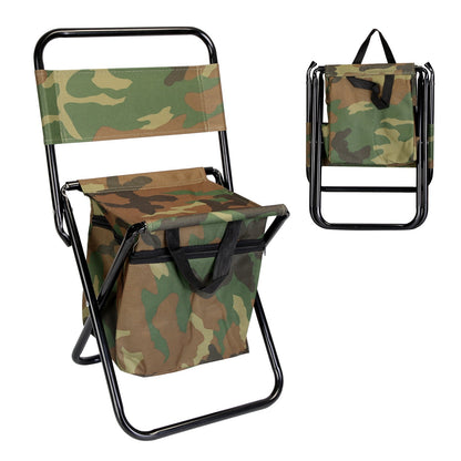 Foldable Fishing Chair With Backrest Built-In Cooler Bag