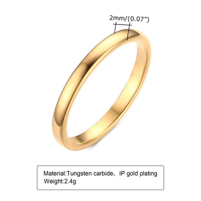 Glossy Plain Circle Tungsten Steel Couple Rings